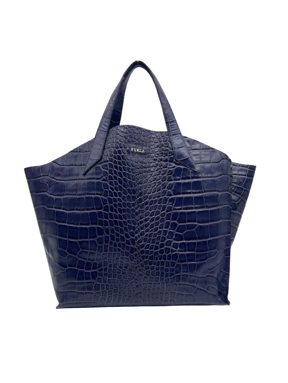 Furla Deep Violet Croc-Embossed Leather Tote Bag